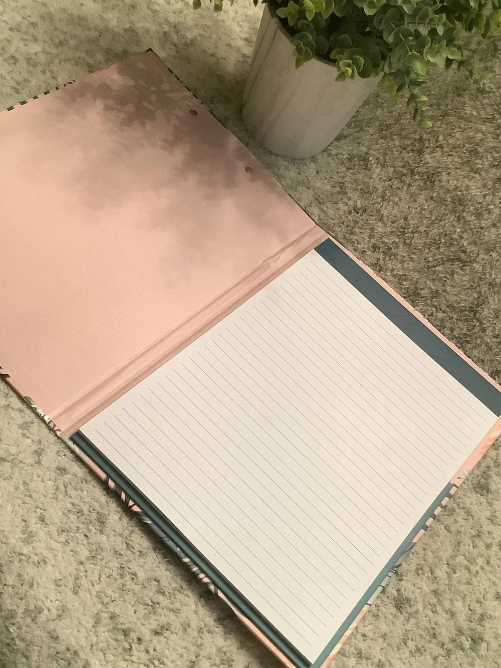 Tropical Leaf Pattern Clipboard Notebook Portfolio- Pink & Teal NWT 12.50” x 9”